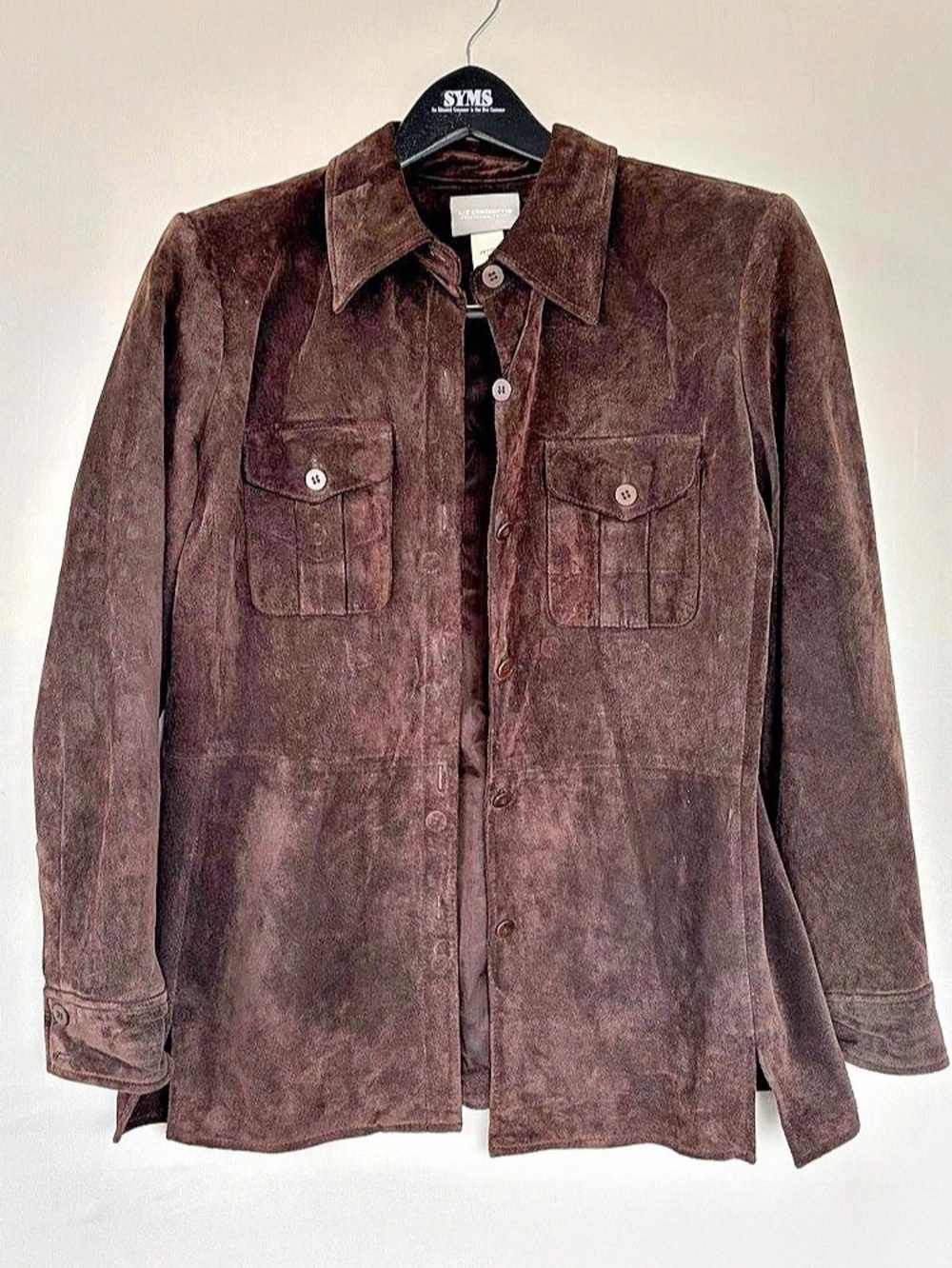 Liz Claiborne Suede Jacket Shacket Womens P Med Brown  Leather Western Cowgirl